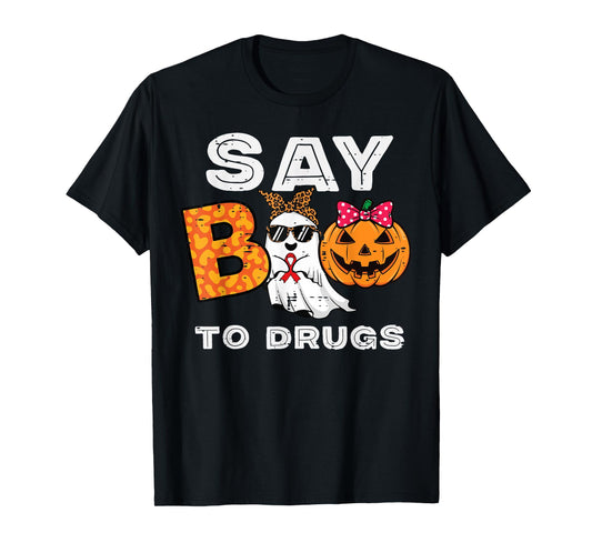 Red Ribbon Week Ghost Say Boo to Pumpkin Women Girls Kids T-Shirt