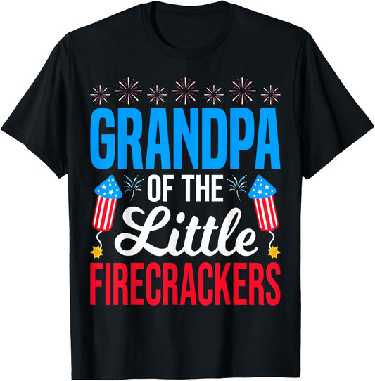 Grandpa Of The Little Firecrackers 4th Of July USA Patriotic T-Shirt