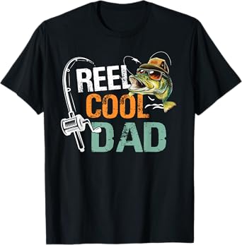 Reel Cool Dad Fishing Dad Birthday Vintage T-Shirt