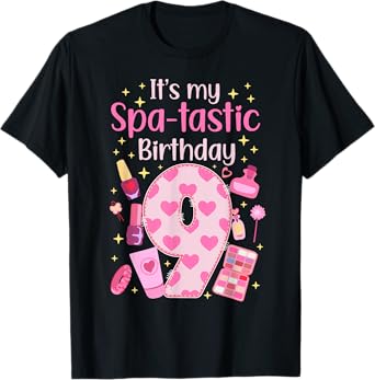 9th Spa Birthday Nine Year Old Spa B-Day Girls Spa Party T-Shirt