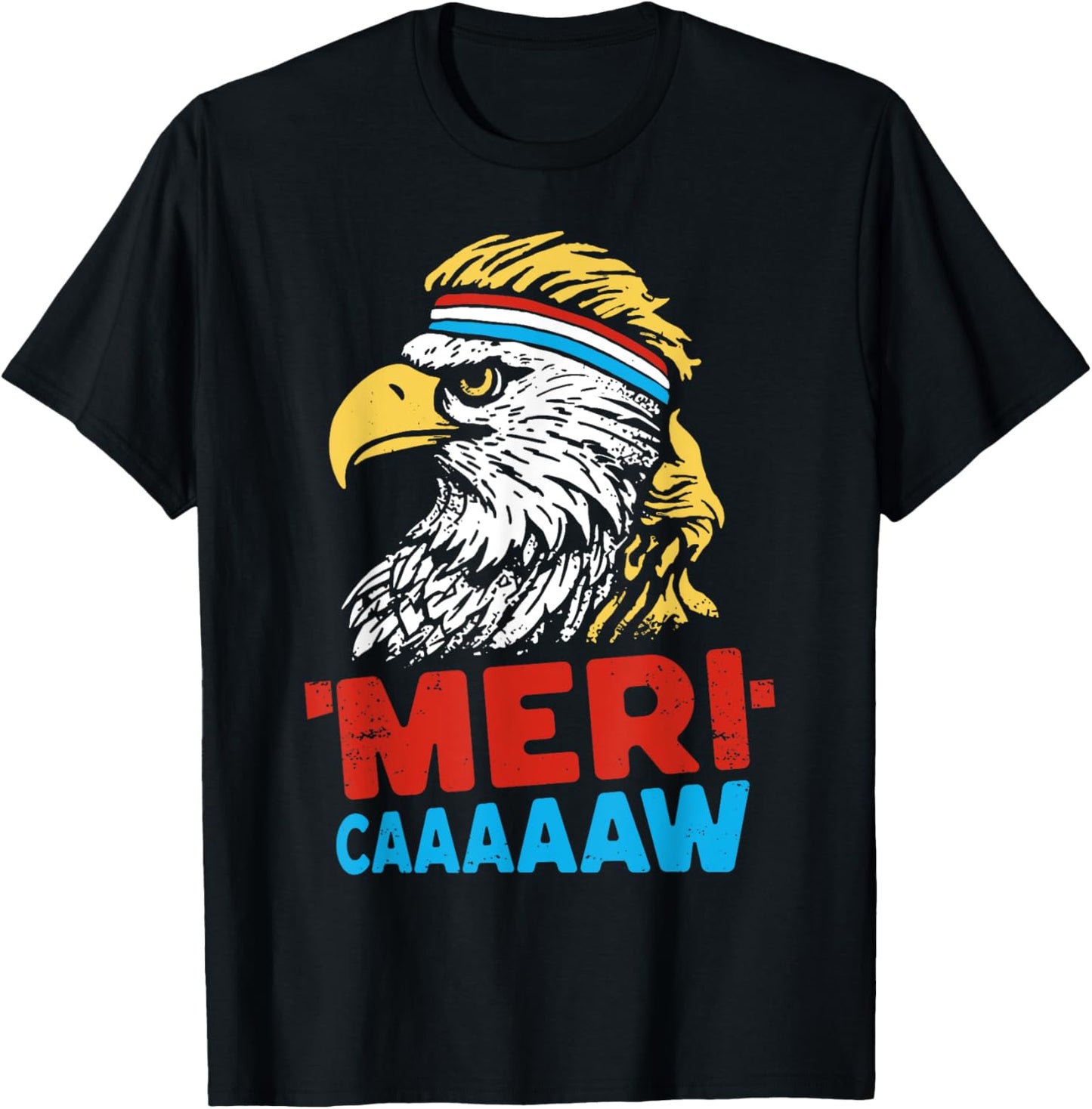 Retro Bald Eagle 'Merica Caw Funny Patriotic T-Shirt
