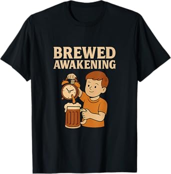 Brewed Awakening Bar Humor Beer Coffee Design T-Shirt