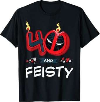 Marvel Deadpool 40th Birthday Party "40 and Feisty" Funny T-Shirt