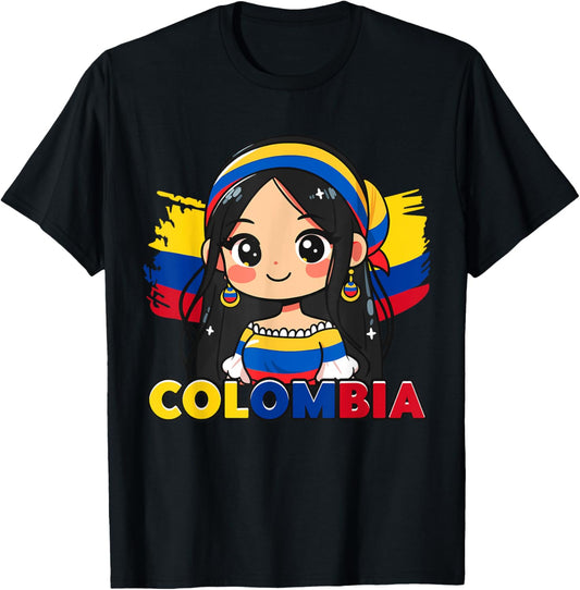 Colombian Girl Cute Colombia Flag T-Shirt