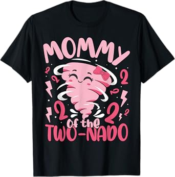 Mommy of the Two-nado Tornado Theme 2nd Birthday Party Kids T-Shirt