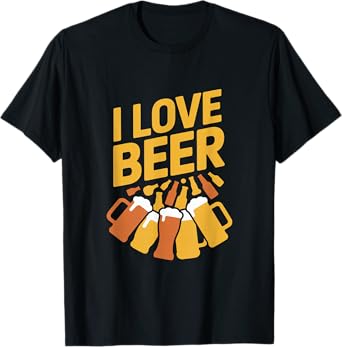 I Love Beer Mugs and Bottles Festive Vibes T-Shirt