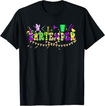 Bartender Mardi Gras Colourful Costume Parades Proud Job Team T-Shirt