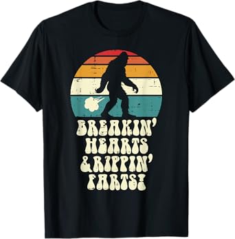 Bigfoot Breakin Hearts Rippin Farts Sasquatch Men Women Kids T-Shirt