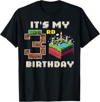 My 3rd Birthday Pixel Game 3 Cake Video Gamer Boys Kid Youth T-Shirt