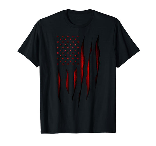 Red Carbon Onyx American Flag T-Shirt