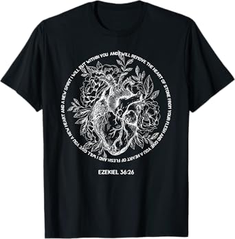 Retro Ezekiel 36-26 Heart Of Flesh Bible Verse Christian T-Shirt