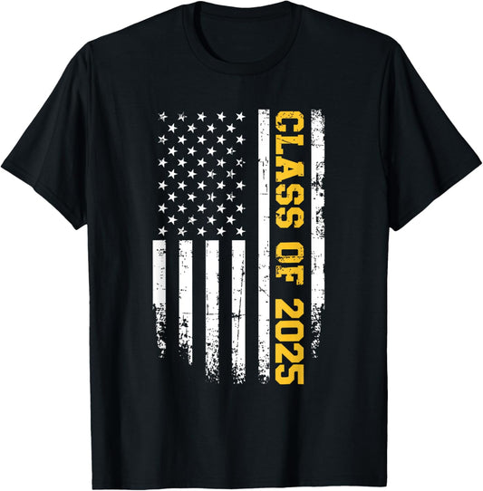 Senior Class Of 2025 Graduation Us USA Vintage American Flag T-Shirt