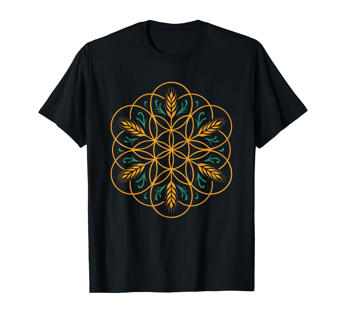 Lammas Lughnasadh Vibes Sacred Grain Flower Mandala Symbol T-Shirt
