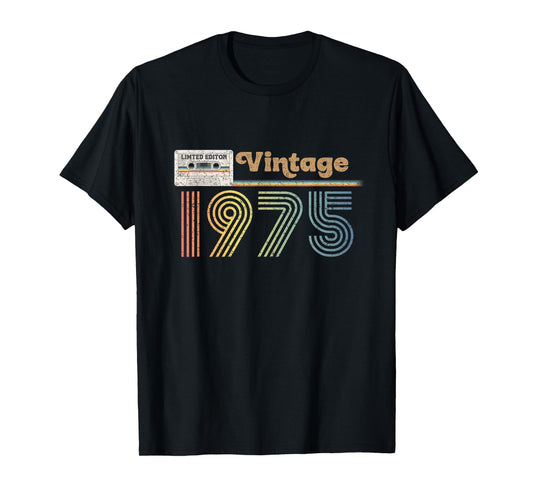 50th Birthday Gifts 1975 Vintage Cassette Tape Vintage Retro T-Shirt