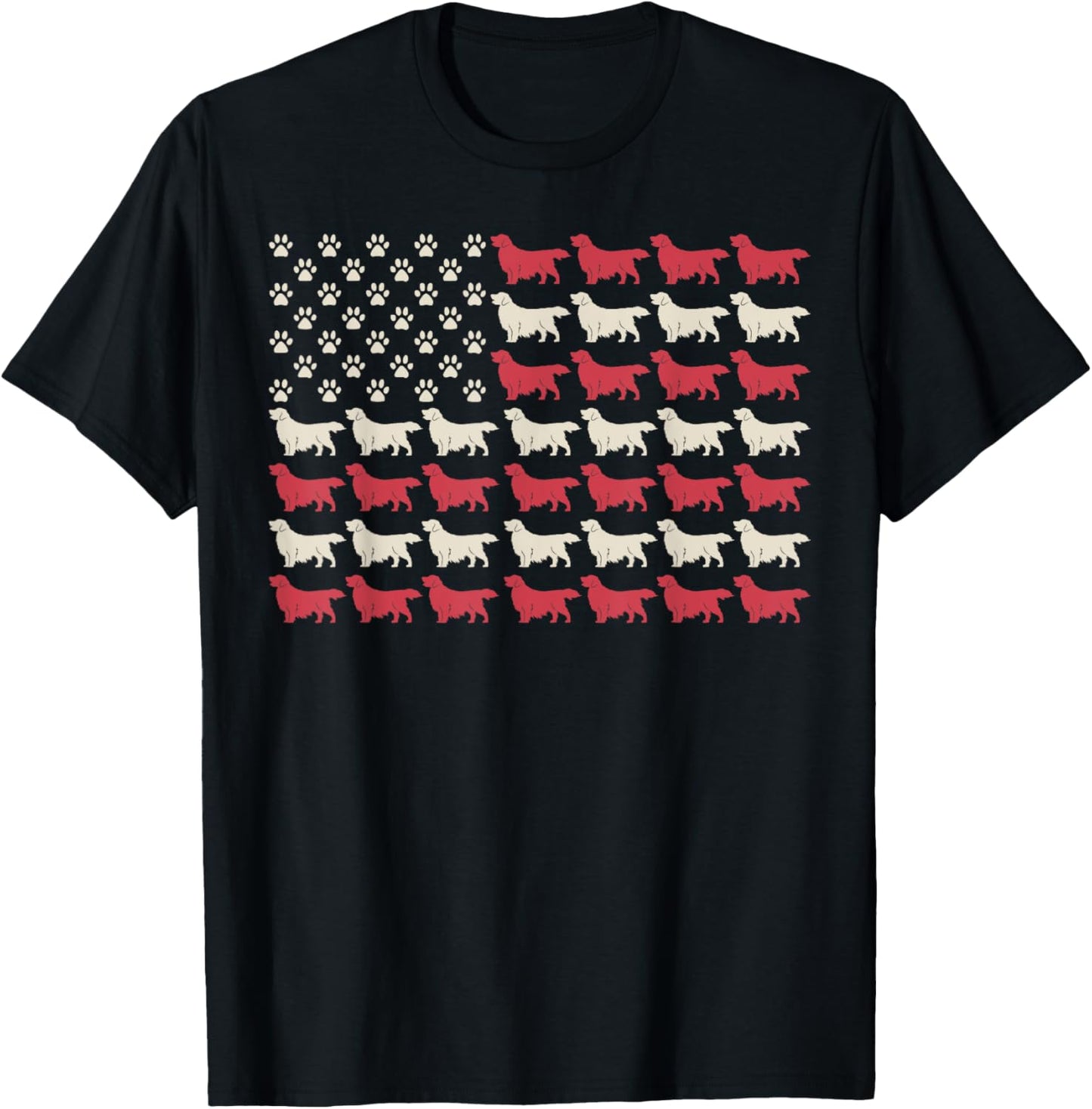 Golden Retriever Patriotic American Flag, 4th Of July Dogs T-shirt