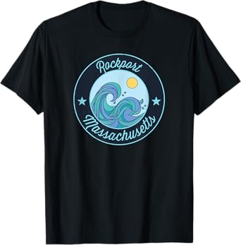 Rockport MA Massachusetts Souvenir Nautical Surfer Graphic T-Shirt