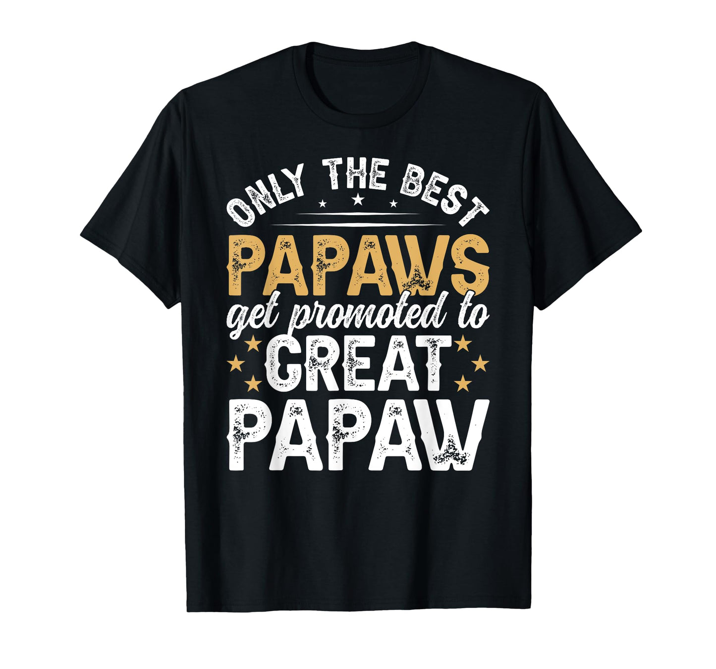 Best Great Papaw Father's Day Black Men's Cotton Polyester Modern Classic Fun Letter Print T-Shirt, Small, Crew Neck, Short Sleeve