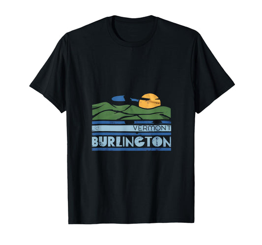 Vermont Burlington Retro Sunset Mountains T-Shirt