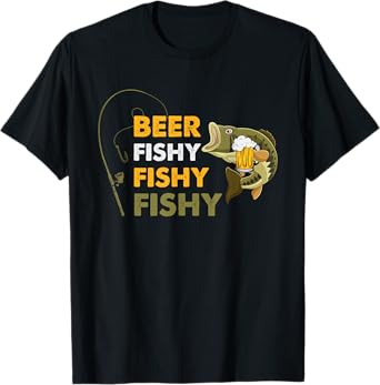 Beer Fishy Fishy Fishing Lover Fisherman Retro Vintage T-Shirt
