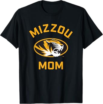 Campus Lab Mizzou Tigers Arched Mom T-Shirt - Black, Unisex-Adults, Short Sleeve, T-Shirt, Small
