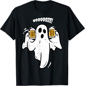 Booze Boo Ghost Drinking Beer Costume Easy Halloween Gifts T-Shirt