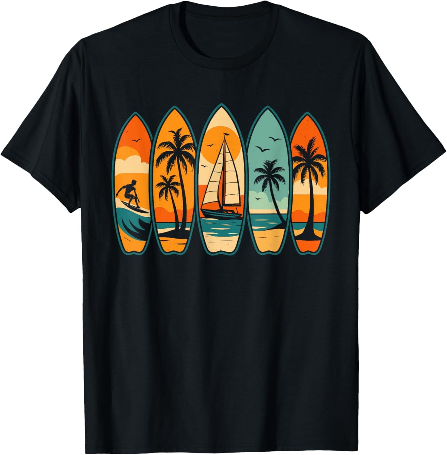 Cool Vintage Retro Surfing Surfboard Surfboarder Surfer T-Shirt