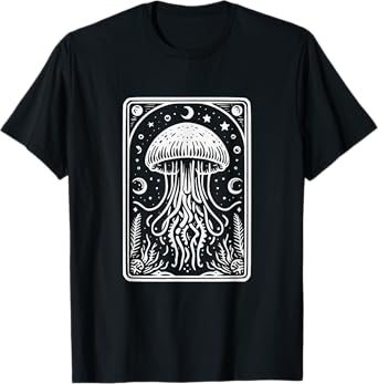 Celestial Moon Jellyfish Graphic Design T-Shirt