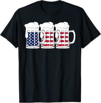Beer USA Flag Merica Drinking American Men Women 4th of July T-Shirt