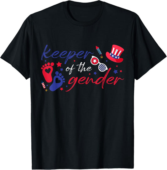 4th of July Keeper of the Gender Baby Reveal Announcement T-Shirt