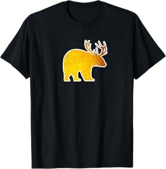 Bear with Deer Antlers Funny Beer Lover Spirit Animal T-Shirt
