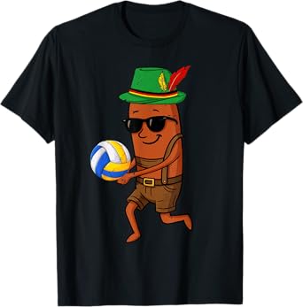 Wurst Sausage Playing Volleyball Oktoberfest Festival Men T-Shirt