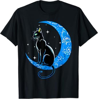 Black Cat Crescent Moon Sailor Mom Men Women Kids T-Shirt