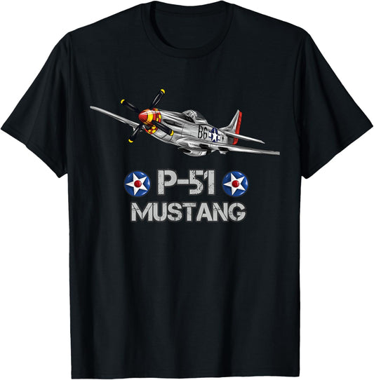 American World War 2 P-51 Mustang Fighter Airplane T-Shirt