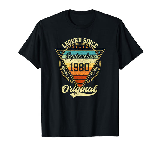 Vintage 45th Birthday Legend Since September 1980 T-Shirt