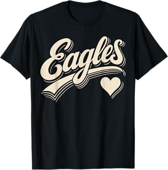 Retro Eagles Heart Typography Graphic Gift for Men Women Kid T-Shirt