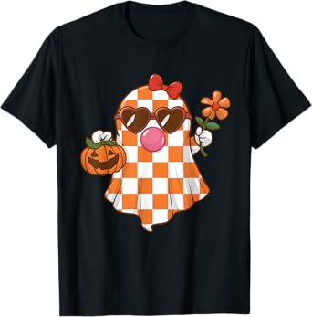Cute Ghost Blowing Bubble Halloween Bougie Costume Girls Kid T-Shirt