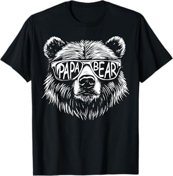 Mens Papa Bear Face Sunglasses Papa Bear Lover Father's Day T-Shirt