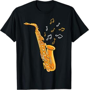 Saxophone Player Musical Notes Saxophonist Jazz Musician Sax T-Shirt