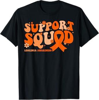 Support Squad Orange Ribbon Leukemia Blood Cancer Awareness T-Shirt