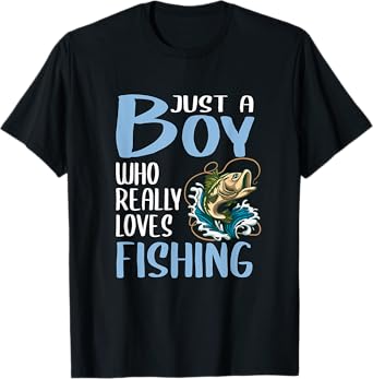 Mens Fishing Gift Just A Boy Who Really Loves Fishing T-Shirt
