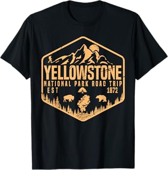 Yellowstone National Park Souvenir Family Road Trip Hiking T-Shirt