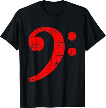 Bass Clef (Vintage Red) Bass Players T-Shirt