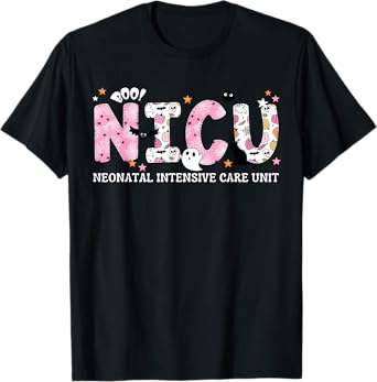 NICU Nurse Halloween Spooky Pumpkin Neonatal Intensive Care T-Shirt