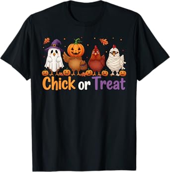 Chick Or Treat Halloween Witch Spooky Chicken Farmer T-Shirt