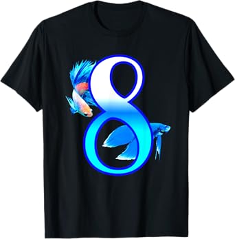 Kids Age 8 Birthday Betta Fish Aquarium Fish Boys Girls Fish T-Shirt