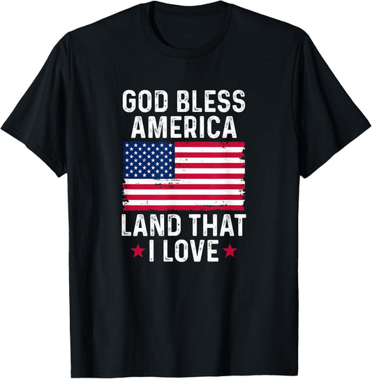 God Bless America Land That I Love Vintage Patriotic T-Shirt