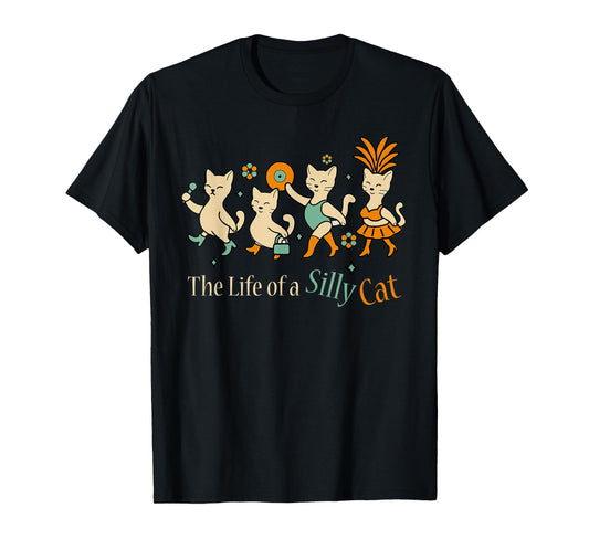 Women Funny Cat Era The Life of a Silly cat Meme Show Girl T-Shirt