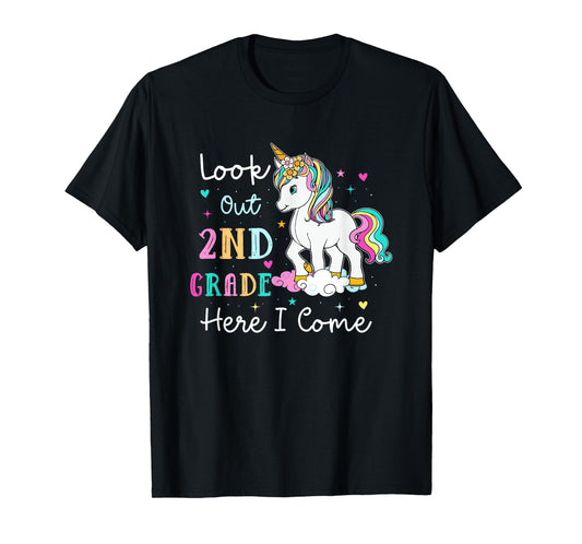 Look Out 2nd Grade Here I Come Unicorn Back To School Kid T-Shirt