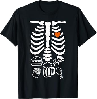Beer Belly & Baby Skeleton Pregnancy Couples Halloween Dad T-Shirt