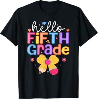 Hello Fifth Grade Coquette Bow Teacher Kids Team 5th Grade T-Shirt